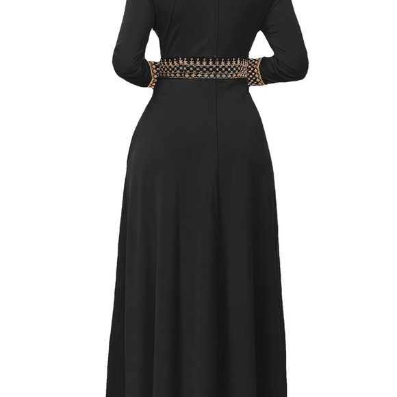 Vintage Floral Print Round Neck Long Sleeve High Waist Elegant Maxi Dress Small - Picture 2 of 3